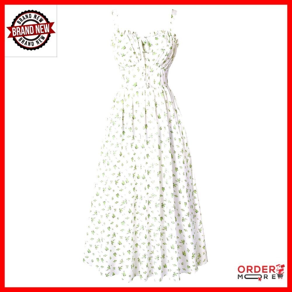 Floral Corset Dress Long Milkmaid Style with Pocket Adjustable Straps Vintage